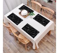 EYLOZS Tovagliette Lavabili,Set di 4 Tovagliette Colazione in PVC,Antiscivolo,Resistenti al Calore,per Tavolo da Cucina,Marmo nero, superficie liscia con complessa trama bianca, sfondo natura,45x30cm