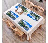 EYLOZS Tovagliette Lavabili,Set di 4 Tovagliette Colazione in PVC,Antiscivolo,Resistenti al Calore,per Tavolo da Cucina,Italia, il paesaggio panoramico del Lago di Como,45x30cm