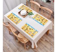 EYLOZS Tovagliette Lavabili,Set di 4 Tovagliette Colazione in PVC,Antiscivolo,Resistenti al Calore,per Tavolo da Cucina,Cartone animato, personaggi storici egiziani con piramidi Cleopatra Re,45x30cm