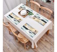 EYLOZS Tovagliette Lavabili,Set di 4 Tovagliette Colazione in PVC,Antiscivolo,Resistenti al Calore,per Tavolo da Cucina,Faro, mare in tempesta dipinto ad olio che schizza la luna e il,45x30cm