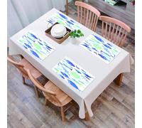EYLOZS Tovagliette Lavabili,Set di 4 Tovagliette Colazione in PVC,Antiscivolo,Resistenti al Calore,per Tavolo da Cucina,Modelli di pesci artigianali con linee d'onda e motivi di nuvole nel ci,45x30cm