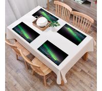 EYLOZS Tovagliette Lavabili,Set di 4 Tovagliette Colazione in PVC,Antiscivolo,Resistenti al Calore,per Tavolo da Cucina,L'affascinante aurora boreale sulla neve - Montagne innevate sotto un c,45x30cm