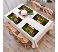 EYLOZS Tovagliette Lavabili,Set di 4 Tovagliette Colazione in PVC,Antiscivolo,Resistenti al Calore,per Tavolo da Cucina,Scenario fantasy, foresta immaginaria con funghi giganti ed elfi fatati,45x30cm