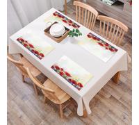 EYLOZS Tovagliette Lavabili,Set di 4 Tovagliette Colazione in PVC,Antiscivolo,Resistenti al Calore,per Tavolo da Cucina,Un fiore di papavero rosso e delicate margherite su uno sfondo morbido,45x30cm