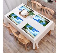 EYLOZS Tovagliette Lavabili,Set di 4 Tovagliette Colazione in PVC,Antiscivolo,Resistenti al Calore,per Tavolo da Cucina,Paesaggio, spiaggia di un'isola tropicale dal molo sul ponte vicino all,45x30cm