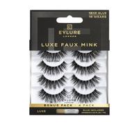 Eylure Luxe Faux Mink False Lashes - Regal 4 coppie bonus pacchetto | Colla inclusa | 10 indossa
