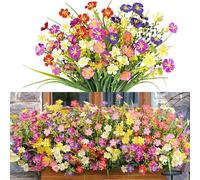 Eymobad 6 fasci di fiori artificiali come veri, 6 colori, piante da balcone artificiali, fiori primaverili, artificiali, in plastica, decorazione per esterni, balcone e giardino