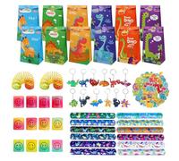 Eymobad 98 Pz Dinosauri Compleanno Bambini, Party Guest Regali Bambini Con Cinghie Snap Portachiavi Sacchetti Regalo Adesivo Arcobaleno Spirale, Per Qualsiasi Adulto O Qualsiasi Bambino