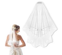 Eymobad Velo da sposa, elegante velo da sposa, bianco, morbido velo da sposa, bianco, per Halloween, spose, doccia, addio al nubilato, matrimonio