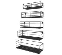 EYMPEU Mensola da Muro in Legno 41cm, Salvaspazio per Casa, Set di 5, Nero