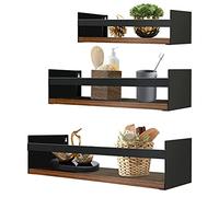 EYMPEU Mensola da Muro, Mensola Galleggiante in Legno Rustico per Cucina, Bagno, Soggiorno, Salvaspazio 40x13x11.7cm Set di 3