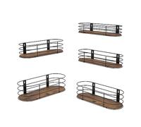 EYMPEU Mensola da Muro, Scaffali Ovali Galleggianti 41cm, Rustico Set di 5