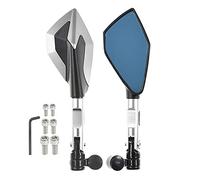 EYNLDS Moto 10 Millimetri Specchio CNC Retrovisore Laterale Specchi Cafe Racer Specchi di Vetro Blu per Dr 200 250 DR350 350 DRZ 400 650 DR650