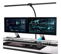 EYOCEAN Lampada da scrivania a doppia testa con clip, 24 W, 80 cm, luce diurna da scrivania con telecomando, lampada da monitor dimmerabile, collo d'oca, protezione degli occhi, colore nero