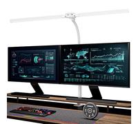EYOCEAN Lampada da scrivania a doppia testa con morsetto, 24 W, 80 cm, luce diurna da scrivania con telecomando, dimmerabile, lampada da tavolo a collo di cigno, luce bianca opaca