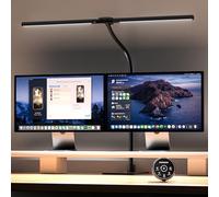 EYOCEAN Lampada da Scrivania, Lampada da Scrivania a Doppia Testa 24W 80cm con Telecomando, Temperatura di colore regolabile, senza abbagliamento, Lampada da Monitor Dimmerabile, PC Lampada per