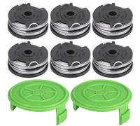 Eyoloty Bobina di filo da 8,3 m e 1,65 mm, compatibile con decespugliatore cordless Greenworks 40V G40LT/ G40LTK2/ G40LTK2x / 2101507/2101507UA/2101507UC (6 bobine + 2 coperture bobina)