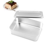 Eyoulife Teglia da forno con coperchio in acciaio inox, 22,8 x 15 x 6,3 cm, rettangolare, antipolvere, facile da sformare con coperchio per tiramisù, dessert e insalate (piccola)
