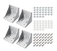 EYPINS 4 Pezzi Staffa Angolare 8080 Staffa Angolare in Lega di Alluminio a 90 Gradi Angolo Staffa con Dadi, Viti,Rondelle e chiave(80x77x77mm)