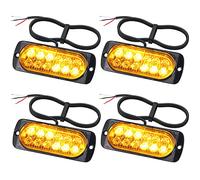 EYPINS 4X12LED Luce Stroboscopica,Luce LED Lampeggiante Ambra,Spia di Emergenza,IP65 Impermeabile,18 Modalità di Lampeggio,per 12V/24V Camion,Auto,Trattore