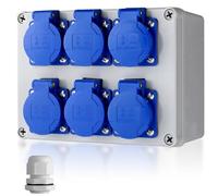 EYPINS Quadro Elettrico da Cantiere, Distributore di Corrente per Cantieri 6x 230V Presa Schuko 16A,Scatola Elettrica Esterna per Officine Garage Cortile,IP66 Impermeabile