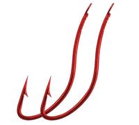 EYPKPL Ami da Pesca Amo spinato Rosso con Gambo Lungo 50 Pezzi for ami a Vite Senza fine con scanalatura della Linea Ami da Pesce Ami in Metallo for la Pesca(0.3mm)