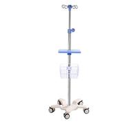 EYPKPL Asta portaflebo con Ruote e cestello e Base in ghisa, Asta portaflebo con Ruote e Vassoio, 4 Ganci, Asta portaflebo for Ospedale, Asta portaflebo da Viaggio for casa
