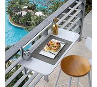 EYRMQWJPC Balcone pieghevole appeso al tavolo, Tavolo pieghevole sospeso for ringhiere del balcone, altezza regolabile(A,White)