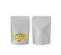 EYRMQWJPC Confezioni di Pacchetti di Snack, 100pz Sacchetti for imballaggio Alimentare con Cerniera autosigillante Sacchetti Stand up con Finestra e Chiusura Lampo(White,11x16cm 100pc)