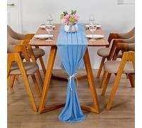 EYRMQWJPC decorazione da tavola in tulle 1 pz. Runner da tavola in chiffon, rosa e blu, for matrimonio, compleanno e festa.(Blue,70x300CM)