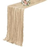 EYRMQWJPC decorazione da tavola in tulle Runner da tavola in garza, apparecchiatura da tavola for sala da pranzo, matrimonio vintage, festa(Khaki,90X180cm)