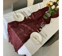 EYRMQWJPC decorazione da tavola in tulle Runner da tavola in garza di terracotta, tovaglia in garza color arancione bruciato, decorazioni rustiche boho(78 Dark Wine Red)