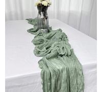 EYRMQWJPC decorazione da tavola in tulle Runner da tavola in garza semi-trasparente, tovaglia vintage in garza, for sala da pranzo e festa(Sage,90X340cm)