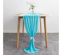 EYRMQWJPC decorazione da tavola in tulle Runner da tavolo in chiffon for matrimonio, 70 x 300 cm, romantico, lungo, in garza trasparente, decorazione for tavolo da pranzo(Lake Blue)