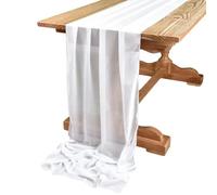 EYRMQWJPC decorazione da tavola in tulle Runner da tavolo in chiffon rosa for matrimonio, allestimento da tavolo in garza trasparente, decorazione da tavolo for torta da festa vintage(White,30x300cm)