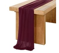 EYRMQWJPC decorazione da tavola in tulle Runner da tavolo in chiffon sottile beige, set da tavola semitrasparente, stile vintage(Burgundy,75x300cm)