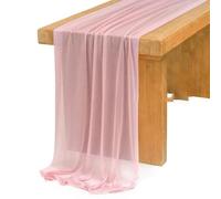 EYRMQWJPC Decorazione da tavola in Tulle Runner da Tavolo in Chiffon Sottile Beige, Set da tavola Semitrasparente, Stile Vintage(Pink,75x300cm)