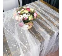 EYRMQWJPC decorazione da tavola in tulle Runner da tavolo in tulle di perle, tovaglia in tulle di perle, tovaglia bianca, tessuti for veli da sposa(White,75x400cm)