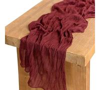 EYRMQWJPC decorazione da tavola in tulle Runner da tavolo semi-trasparente personalizzabile, stile retrò, boho, for le feste, da pranzo, vintage, decorazione da tavolo, regalo(Burgundy,90X180cm)