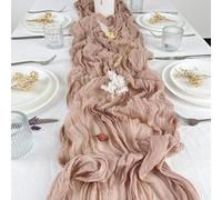 EYRMQWJPC decorazione da tavola in tulle Runner da tavolo semi-trasparente personalizzabile, stile retrò, boho, for le feste, da pranzo, vintage, decorazione da tavolo, regalo(Beige,90X180cm)