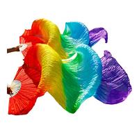 EYRMQWJPC Il Ballerino del Ventre di Seta, Confezione da 2 ventagli for Danza del Ventre in Velo di Seta Multicolore 180x90cm(Orange)