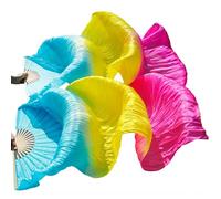 EYRMQWJPC Il Ballerino del Ventre di Seta, Veli a ventaglio in Seta Imitazione Danza del Ventre, Confezione da 2, Multicolore, 120x90 cm(Color8-d)