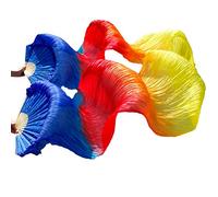 EYRMQWJPC Il Ballerino del Ventre di Seta, Veli a ventaglio in Seta Imitazione Danza del Ventre, Confezione da 2, Multicolore, 120x90 cm(Color15-tw)