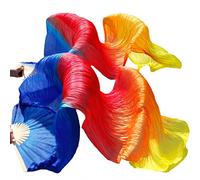 EYRMQWJPC Il Ballerino del Ventre di Seta, Ventagli di Seta for Danza del Ventre, Confezione da 2, Multicolore, 120 cm(A)