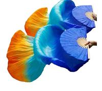 EYRMQWJPC Il Ballerino del Ventre di Seta, Ventagli di Seta for Danza del Ventre, veli Tinti a Mano, Multicolore, 150x90cm(9)