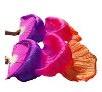 EYRMQWJPC Il Ballerino del Ventre di Seta, Ventagli in Velo di Seta for Danza del Ventre, Confezione da 2, Multicolore, 150-180x90 cm(14,180x90cm)