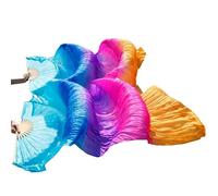 EYRMQWJPC Il Ballerino del Ventre di Seta, Ventagli in Velo di Seta for Danza del Ventre, Confezione da 2, Multicolore, 150-180x90 cm(61,150x90cm)