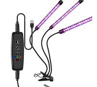 EYRMQWJPC Il LED Si Illumina, Lampada LED a Spettro Completo da 40 W a 3 Teste, Timer Automatico 4/8/12 Ore, dimmerabile, Collo di Cigno Regolabile, USB