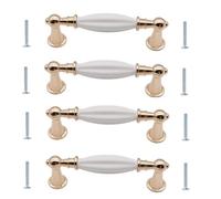 EYRMQWJPC Maniglie per cassettiera, 4 pomelli rotondi in ceramica bianca for cassetti e armadietti(96mm)