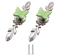 EYRMQWJPC Maniglie per cassettiera, Pomelli for mobili in lega di zinco e ceramica a foro singolo, multicolore, 2 pezzi(Green Butterfly-large)